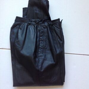 Vintage Toffs Black Leather Pants Pleated High